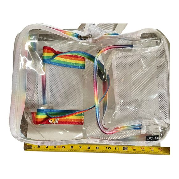 Clear backpack, Heavy Duty Transparent School Backpack Rainbow Straps - Picture 10 of 12
